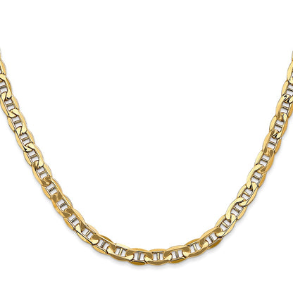 14K Yellow Gold 24 inch 4.75mm Semi-Solid Anchor with Lobster Clasp Chain Necklace
