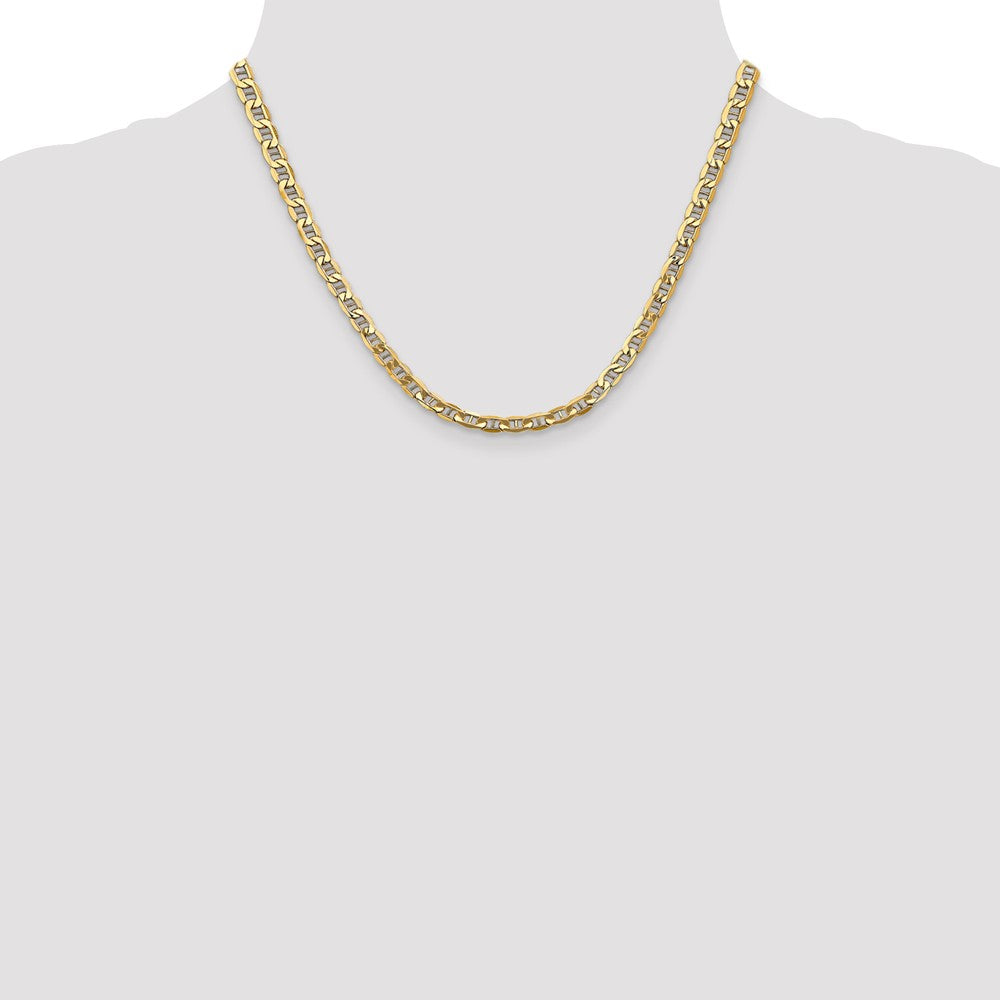 14K Yellow Gold 18 inch 4.75mm Semi-Solid Anchor with Lobster Clasp Chain Necklace