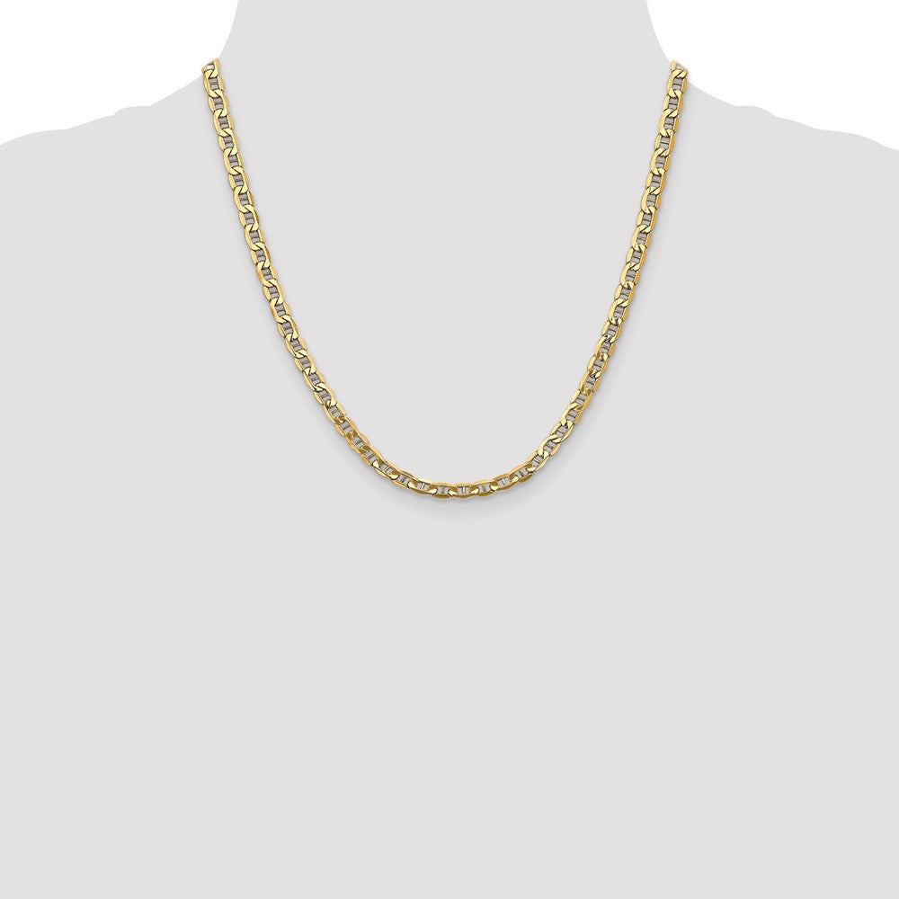 14K Yellow Gold 20 inch 4.75mm Semi-Solid Anchor with Lobster Clasp Chain Necklace