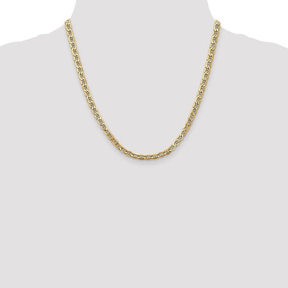 14K Yellow Gold 20 inch 4.75mm Semi-Solid Anchor with Lobster Clasp Chain Necklace