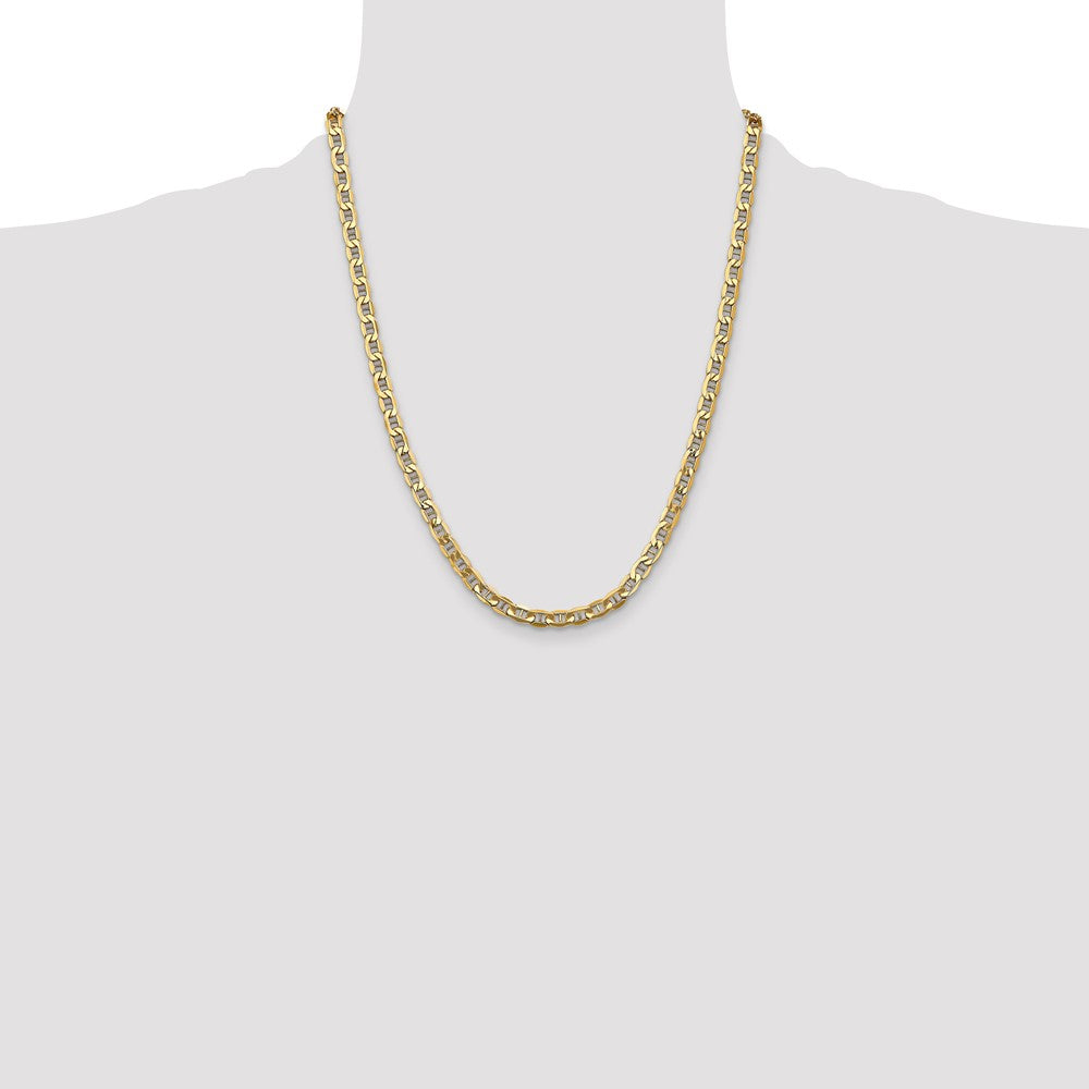 14K Yellow Gold 22 inch 4.75mm Semi-Solid Anchor with Lobster Clasp Chain Necklace
