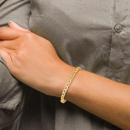 14K Yellow Gold 4.75mm Semi-Solid Anchor Chain Bracelet