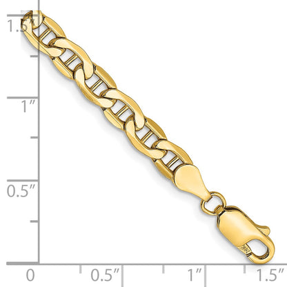 14K Yellow Gold 7 inch 4.75mm Semi-Solid Anchor with Lobster Clasp Bracelet