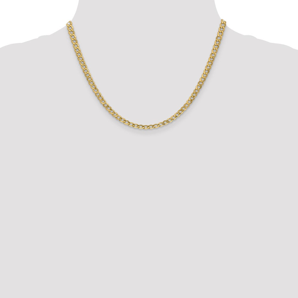 14K Yellow Gold 18 inch 4.3mm Semi-Solid Curb with Lobster Clasp Chain Necklace