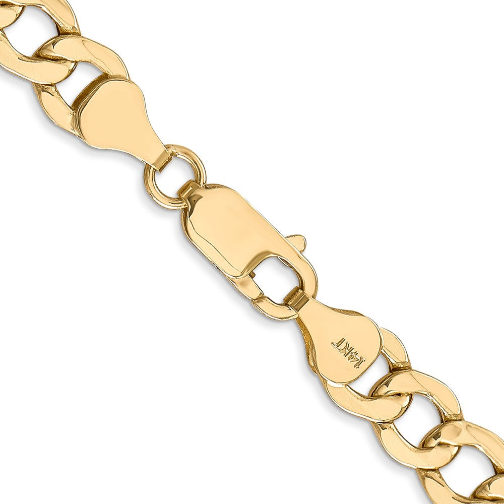 14K Yellow Gold 26 inch 7mm Semi-Solid Curb with Lobster Clasp Chain Necklace