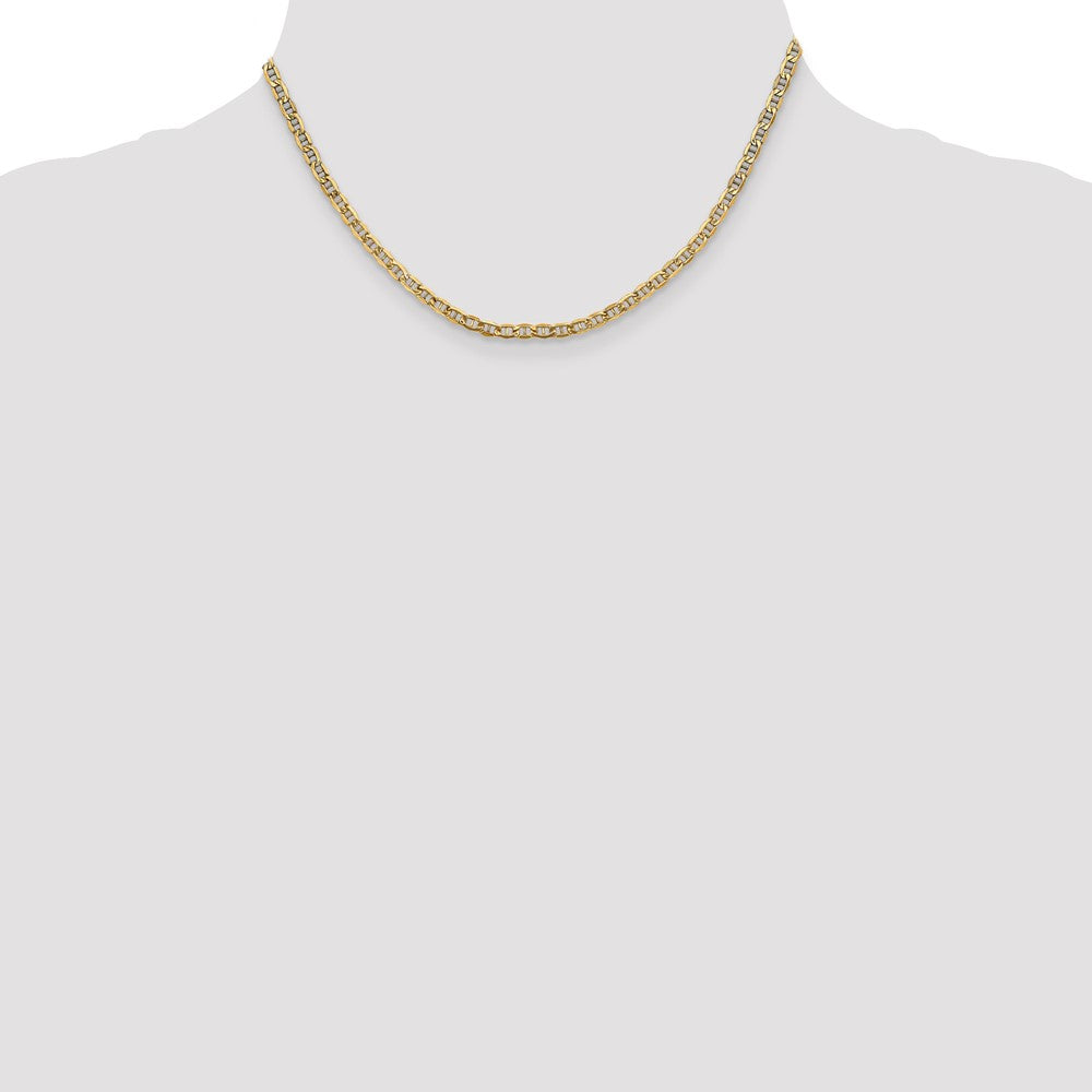 14K Yellow Gold 16 inch 3.2mm Semi-Solid Anchor with Lobster Clasp Chain Necklace