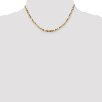 14K Yellow Gold 16 inch 3.2mm Semi-Solid Anchor with Lobster Clasp Chain Necklace