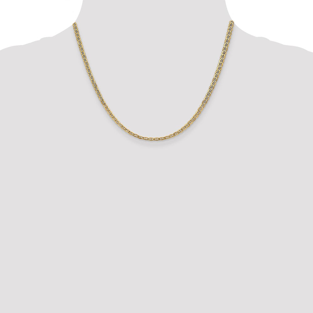 14K Yellow Gold 18 inch 3.2mm Semi-Solid Anchor with Lobster Clasp Chain Necklace