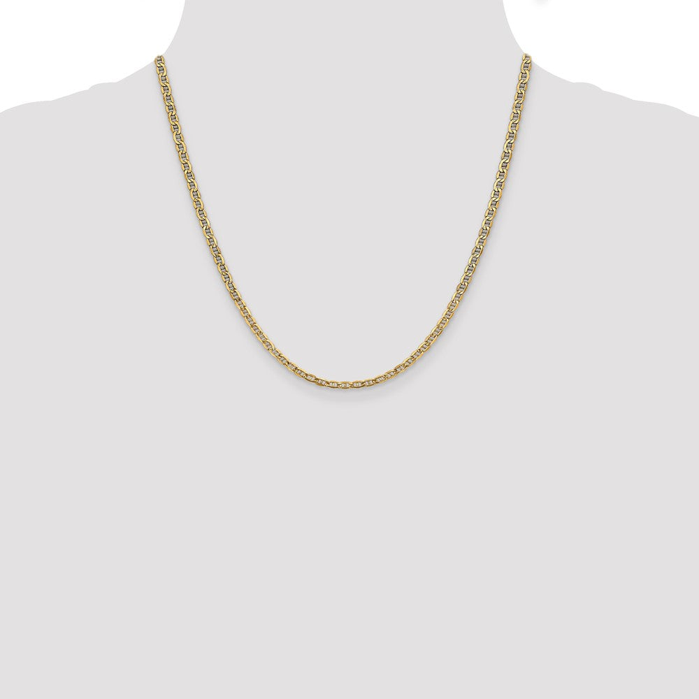 14K Yellow Gold 20 inch 3.2mm Semi-Solid Anchor with Lobster Clasp Chain Necklace