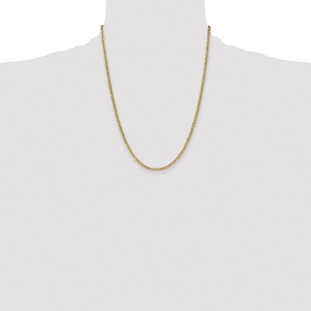 14K Yellow Gold 22 inch 3.2mm Semi-Solid Anchor with Lobster Clasp Chain Necklace