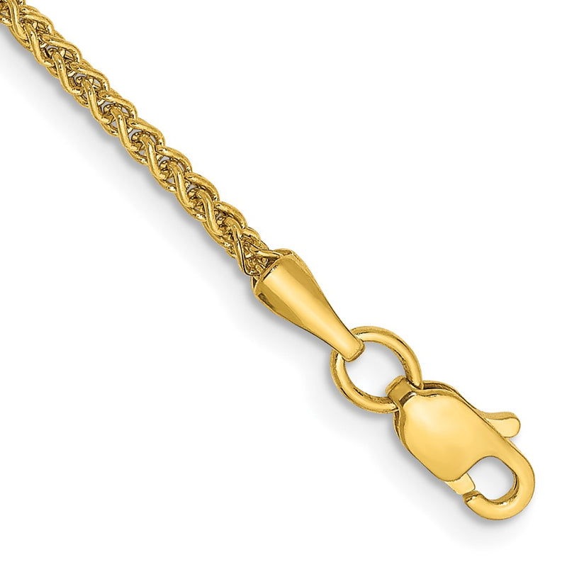 14K Yellow Gold 9 inch 1.55mm Semi-Solid Wheat with Lobster Clasp Anklet