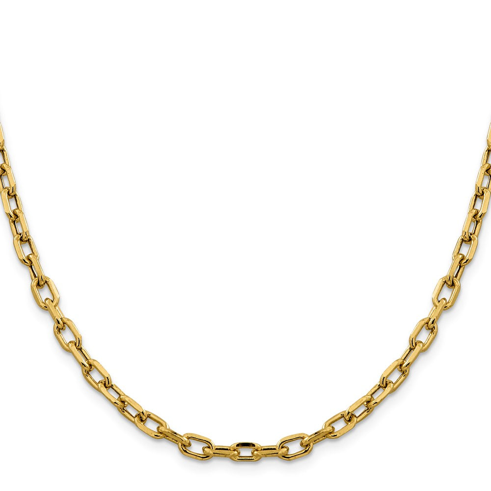 14K Yellow Gold 26 inch 4.9mm Semi-Solid Diamond-cut Open Link Cable with Lobster Clasp Chain Necklace