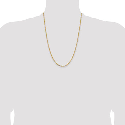 14K Yellow Gold Yellow Gold 24 inch 3mm Semi-Solid Diamond-cut Open Link Cable with Lobster Clasp Chain Necklace