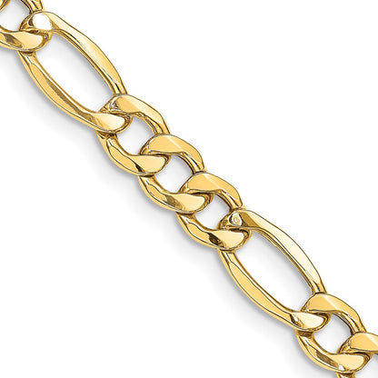 14K Yellow Gold 26 inch 8.5mm Semi-Solid Figaro with Lobster Clasp Chain Necklace