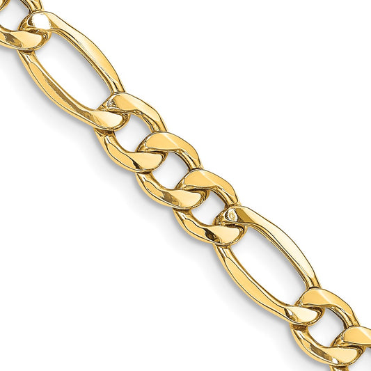 14K Yellow Gold 26 inch 8.5mm Semi-Solid Figaro with Lobster Clasp Chain Necklace