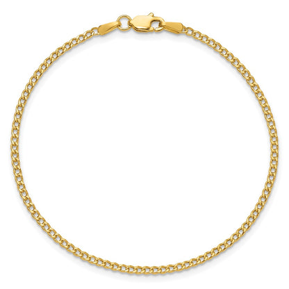 14K Yellow Gold 7 inch 1.85mm Semi-Solid Curb with Lobster Clasp Bracelet
