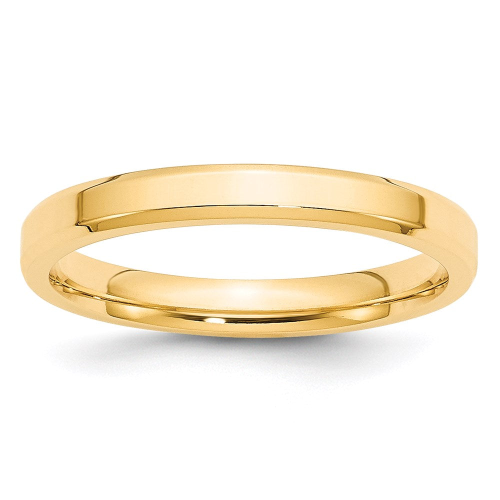 Solid 14K Yellow Gold 3mm Bevel Edge Comfort Fit Men's/Women's Wedding Band Ring Size 6.5