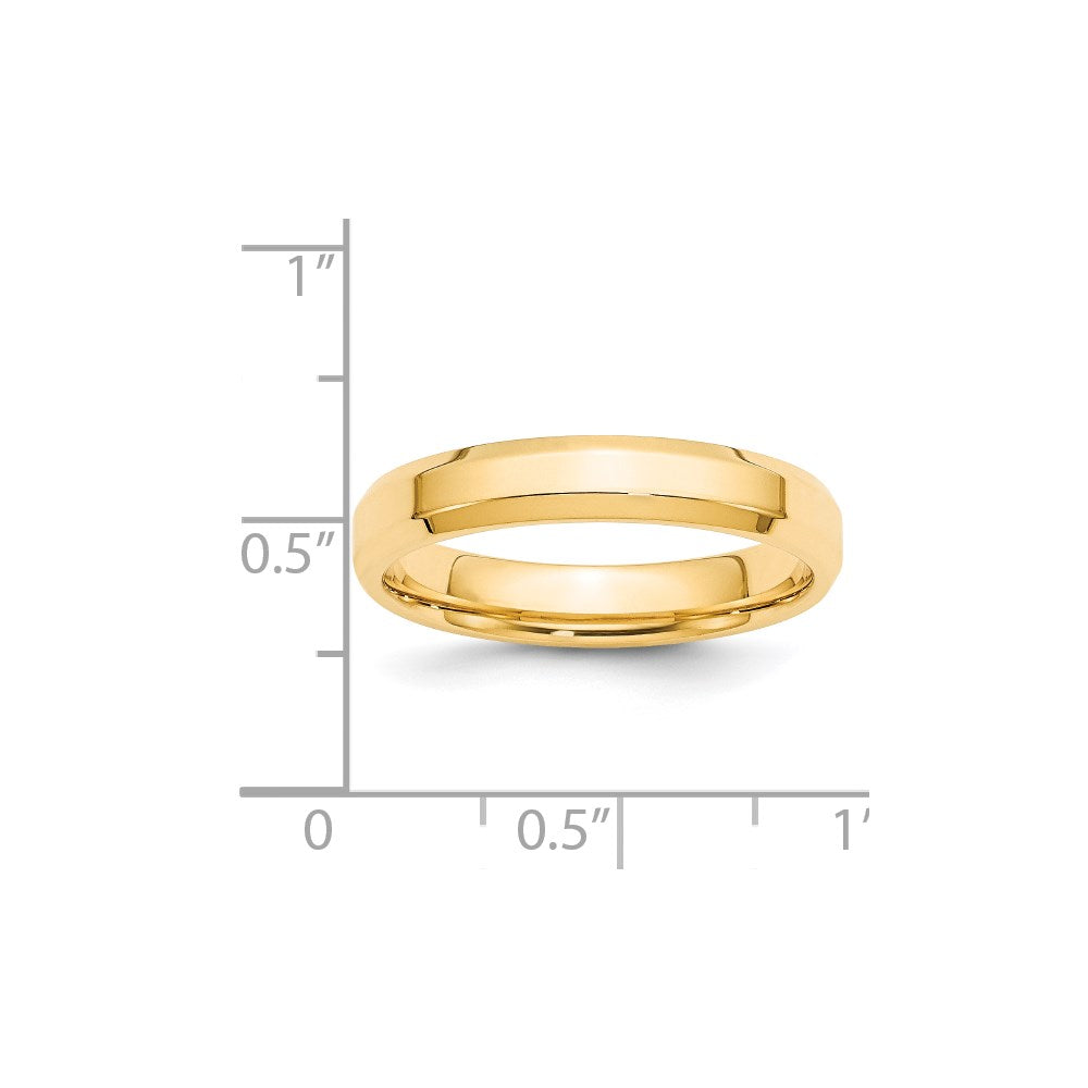 Solid 14K Yellow Gold 4mm Bevel Edge Comfort Fit Men's/Women's Wedding Band Ring Size 9.5