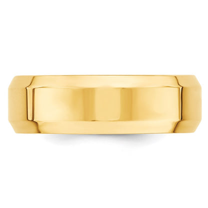 Solid 18K Yellow Gold 7mm Bevel Edge Comfort Fit Men's/Women's Wedding Band Ring Size 12.5
