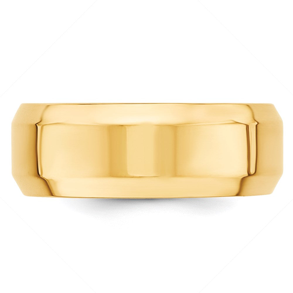 Solid 18K Yellow Gold 8mm Bevel Edge Comfort Fit Men's/Women's Wedding Band Ring Size 8.5