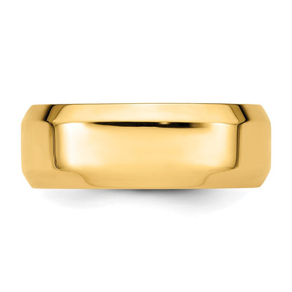 Solid 14K Yellow Gold 8mm Bevel Edge Comfort Fit Men's/Women's Wedding Band Ring Size 8.5