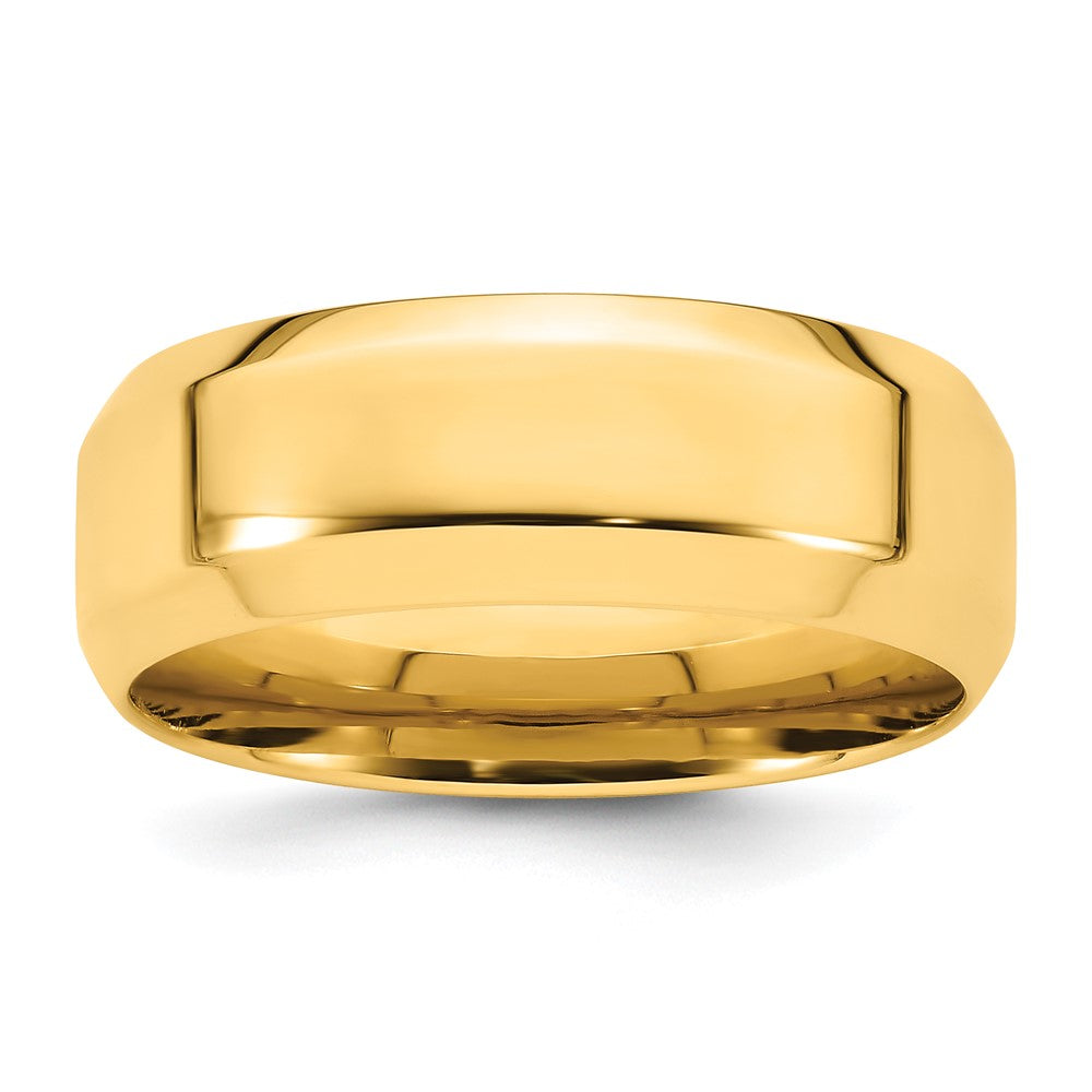 Solid 14K Yellow Gold 8mm Bevel Edge Comfort Fit Men's/Women's Wedding Band Ring Size 4.5