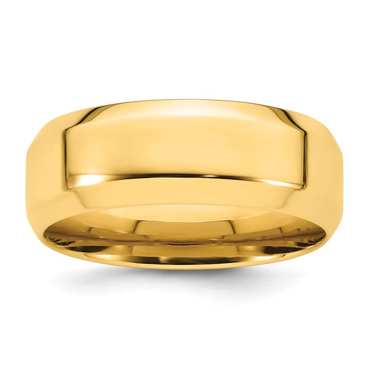 Solid 14K Yellow Gold 8mm Bevel Edge Comfort Fit Men's/Women's Wedding Band Ring Size 4.5