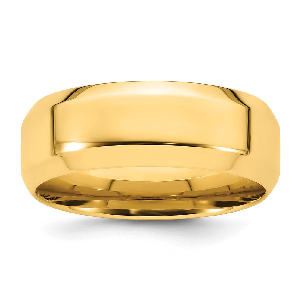 Solid 14K Yellow Gold 8mm Bevel Edge Comfort Fit Men's/Women's Wedding Band Ring Size 12.5
