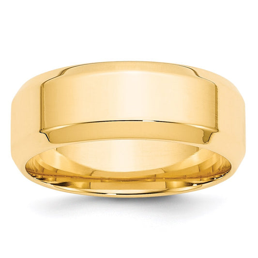 Solid 18K Yellow Gold 8mm Bevel Edge Comfort Fit Men's/Women's Wedding Band Ring Size 8