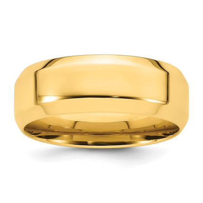 Solid 14K Yellow Gold 8mm Bevel Edge Comfort Fit Men's/Women's Wedding Band Ring Size 8.5