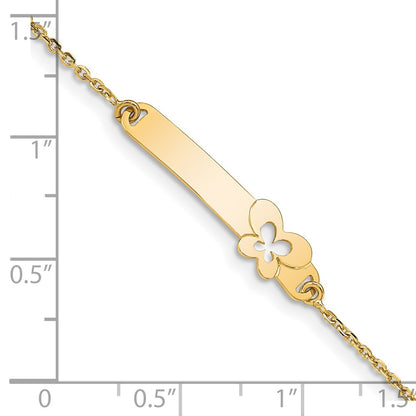 Solid 14K Yellow Gold Children's Polished Flower w/1in ext.  ID Bracelet