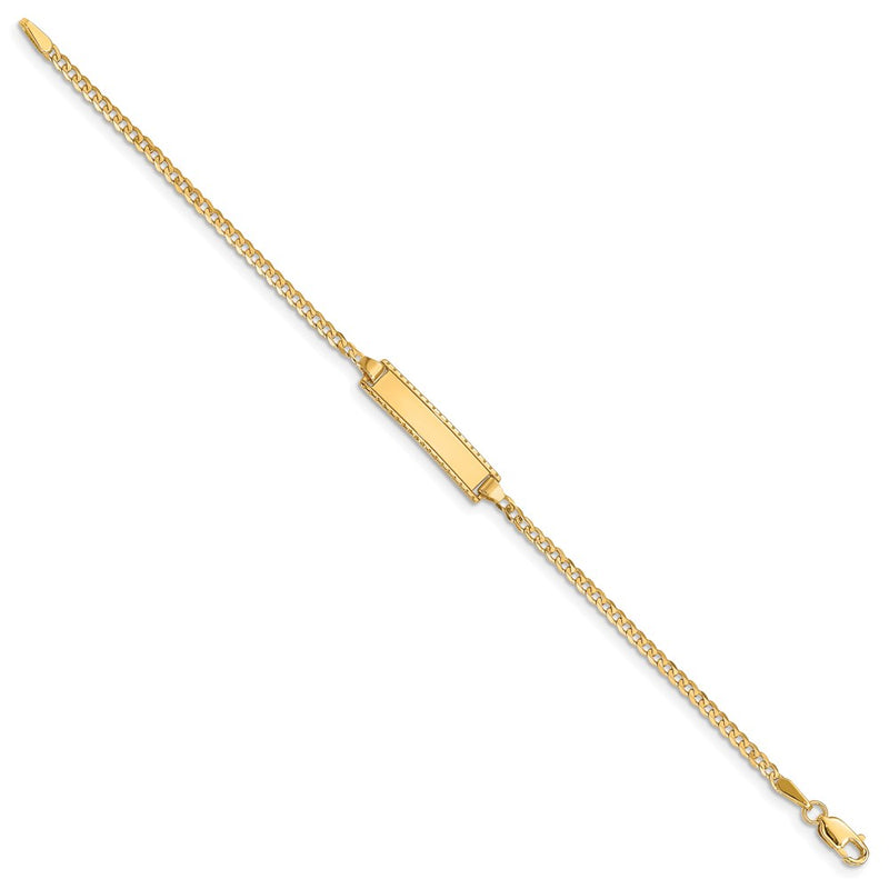 Solid 14K Yellow Gold 6in Engraveable Curb Link Baby/Child ID Bracelet