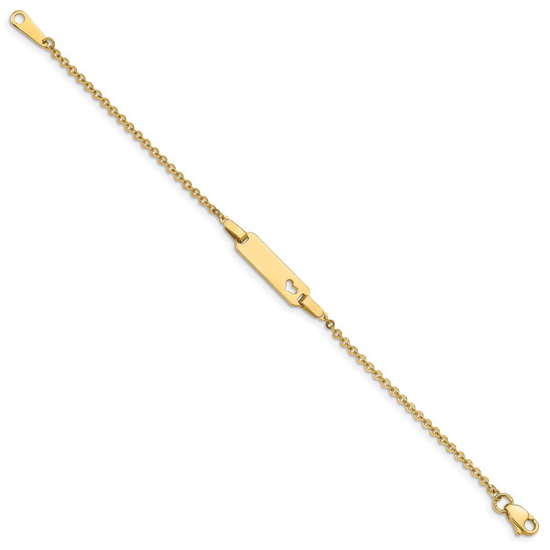 Solid 14K Yellow Gold Children's Heart ID Bracelet