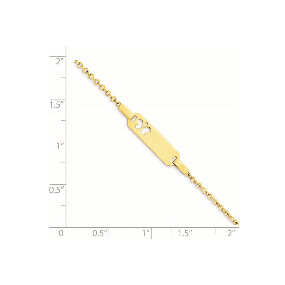 Solid 14K Yellow Gold Children's Butterfly ID Bracelet