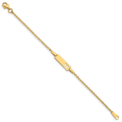 Solid 14K Yellow Gold Children's Butterfly ID Bracelet