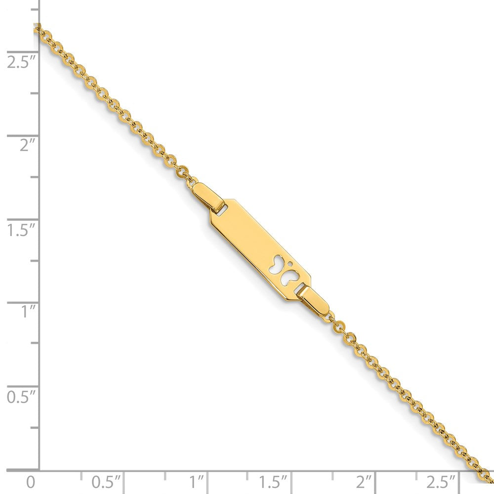 Solid 14K Yellow Gold Children's Butterfly ID Bracelet