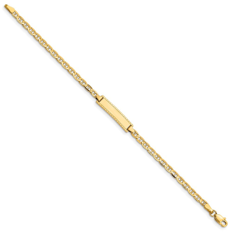 Solid 14K Yellow Gold Children's Anchor Link ID Bracelet