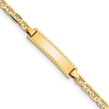 Solid 14K Yellow Gold Children's Anchor Link ID Bracelet