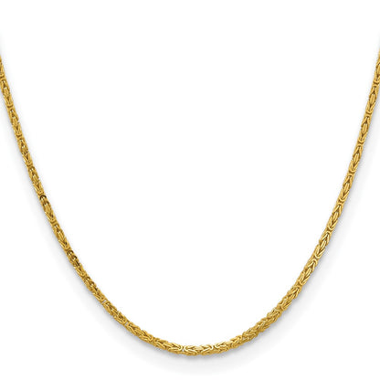 14K Yellow Gold 30 inch 2mm Byzantine with Lobster Clasp Chain Necklace