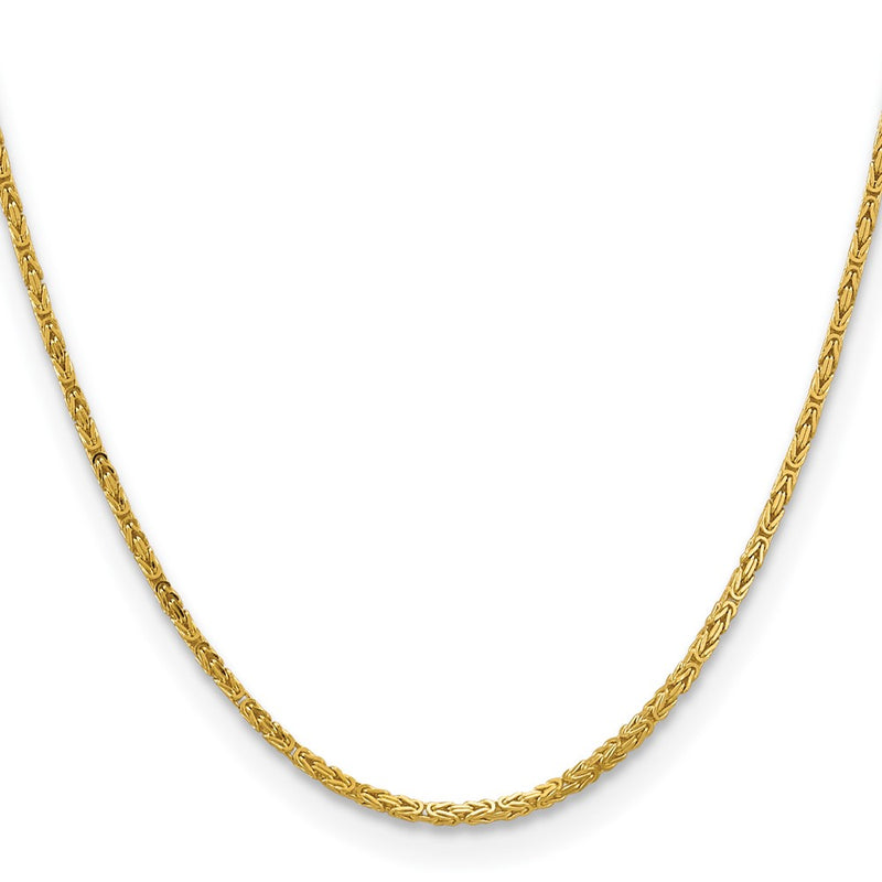 14K Yellow Gold 30 inch 2mm Byzantine with Lobster Clasp Chain Necklace