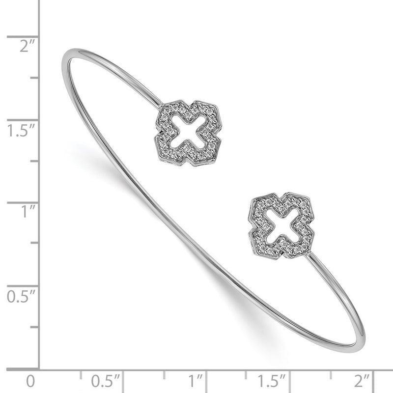 14k White Gold Natural Diamond Flexible Bangle