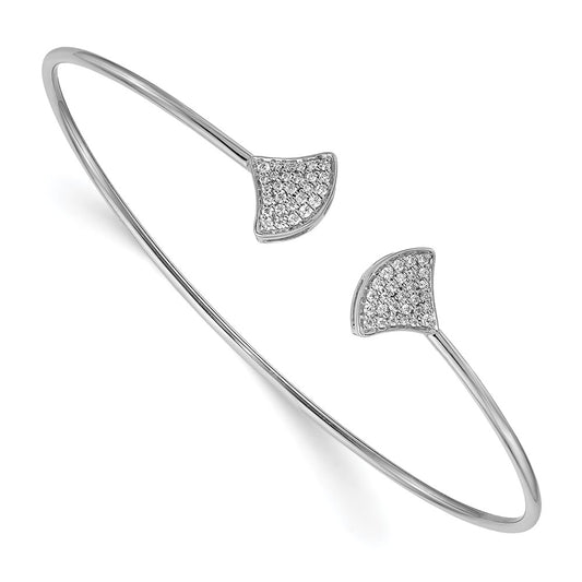 14k White Gold Natural Diamond Flexible Bangle