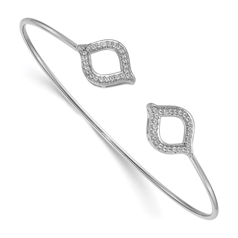 14k White Gold Natural Diamond Flexible Bangle