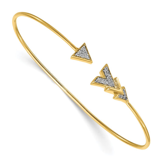 14k Yellow Gold Natural Diamond Arrow Flexible Bangle