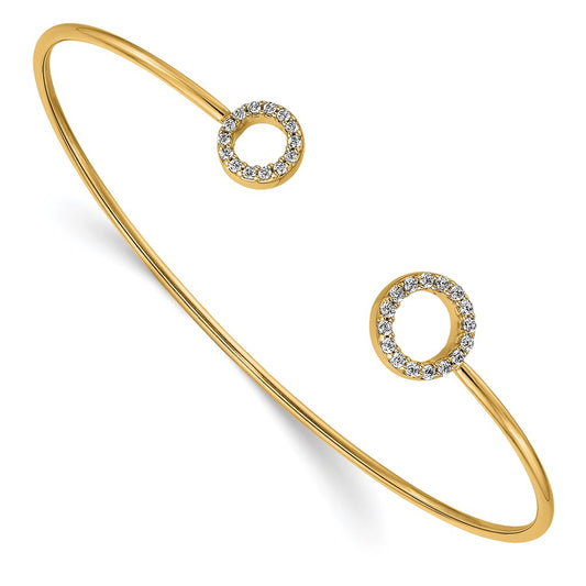 14k Yellow Gold Yellow Gold Natural Diamond Flexible Bangle