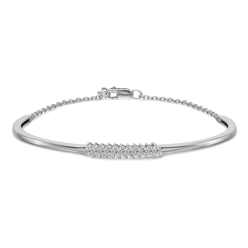 14k White Gold Natural Diamond Bangle Bracelet