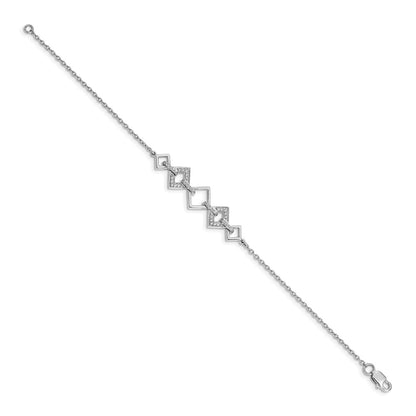 14k White Gold Natural Diamond Squares Bracelet