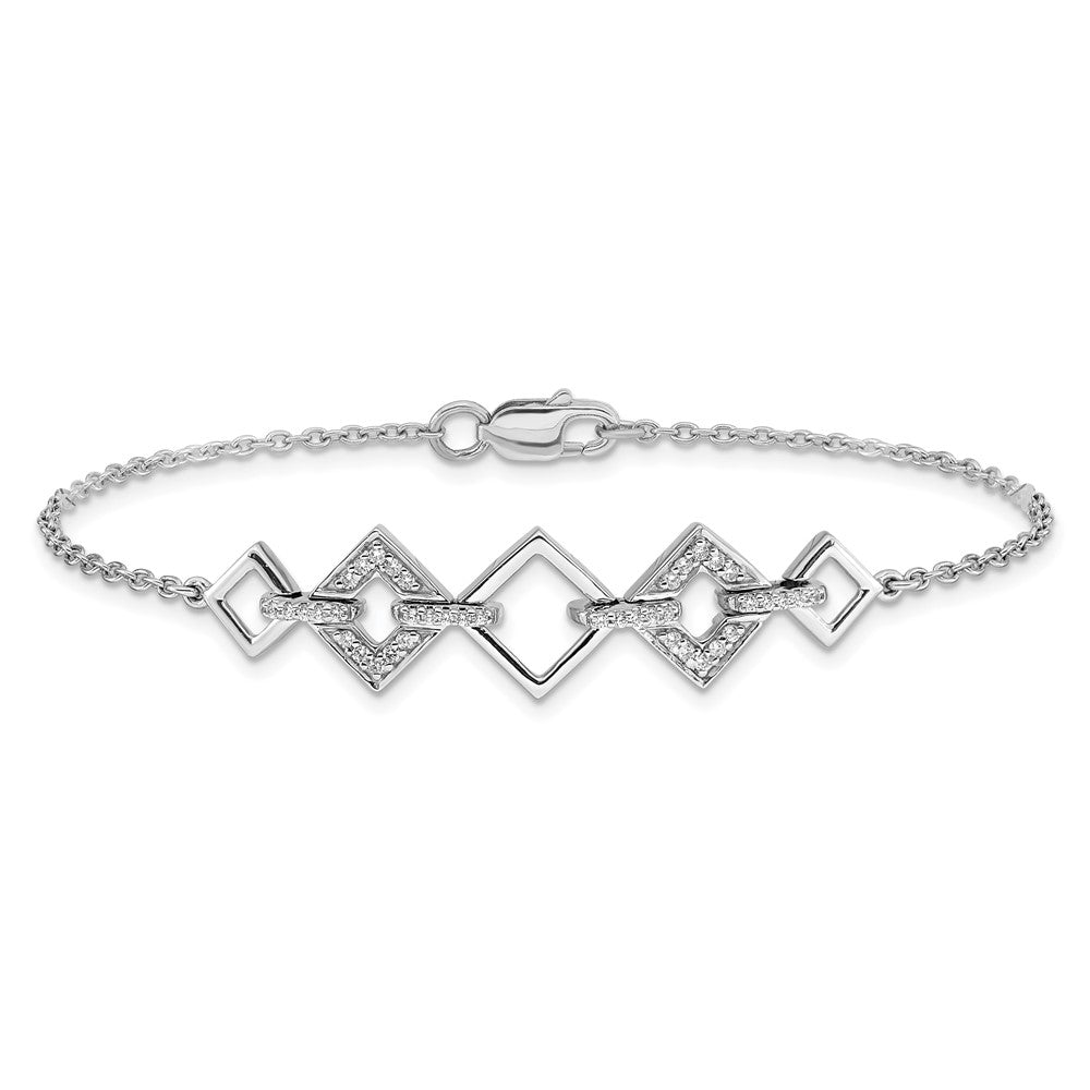 14k White Gold Natural Diamond Squares Bracelet