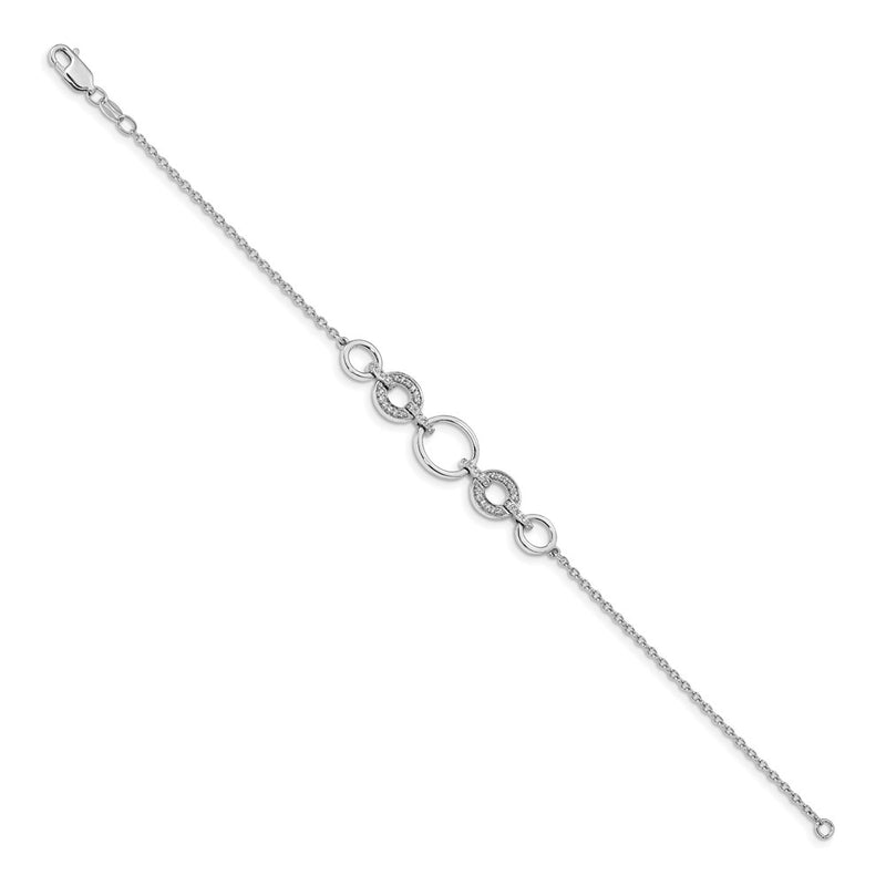14k White Gold Natural Diamond Ovals Bracelet