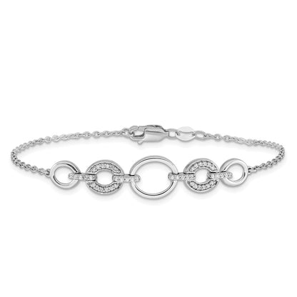 14k White Gold Natural Diamond Ovals Bracelet